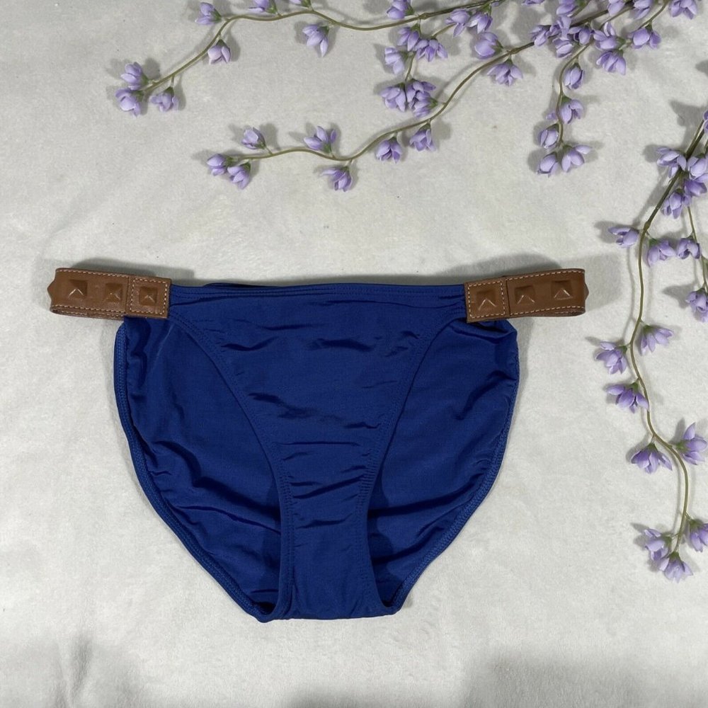NEW! Despi Leather Stud Bikini Bottoms in‎ Blue